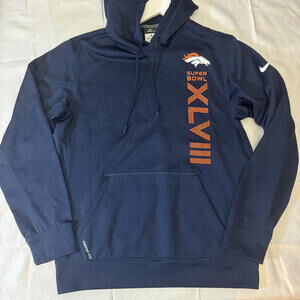 Nike Denver Broncos Super Bowl XLVIII 2014 Hoodie Men’s S Navy Therma-Fit